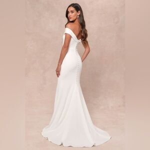 NEW Lulus Arienne White Off-the-Shoulder Mermaid Maxi Dress Sz M